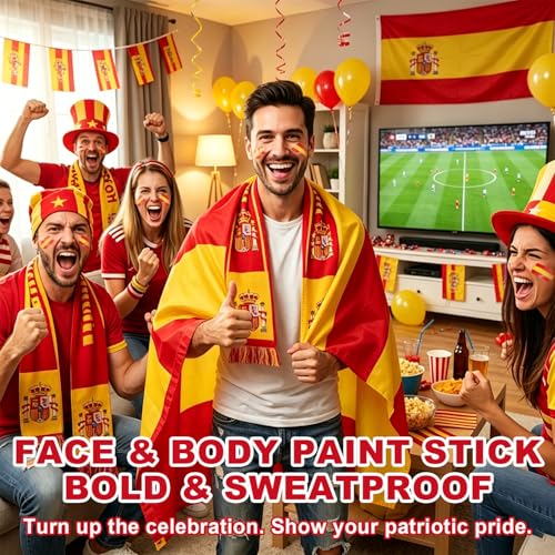 IFVGFB Spain Face & Body Paint Sticks - Bright Red & Yellow for Sports Fans