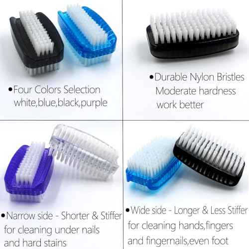 Nail Brush for Cleaning Fingernails Two Sided Fingernail Scrub Brush Soft Stiff Nylon Bristles Scrubber Brush for Hand and Under Nails,4 Pack