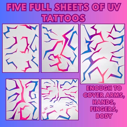 UV Reactive Lightning Temporary Tattoo Set - Full Body