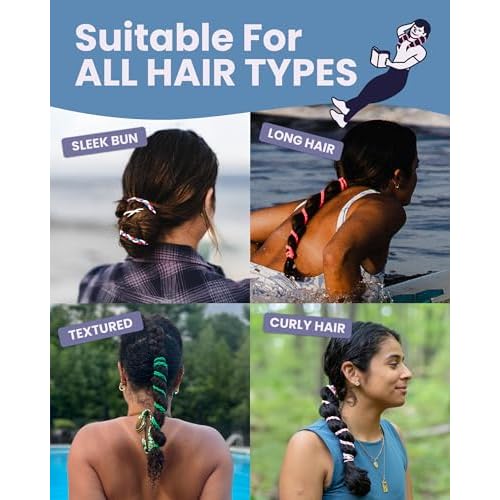 Rip Tie 24" x 3mm Extra Hold Soft Hair Tie for Women, 5 Pack Multicolor ? Tangle Free Ponytail Holders ? Prevents Hair Damage ? Ideal for Activities like Surfing, Exercising, Running, and More