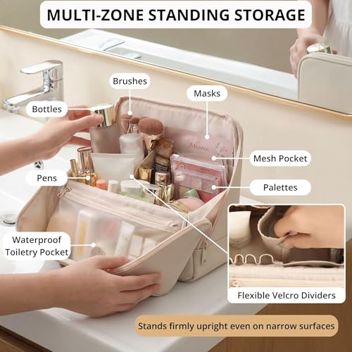 Tianzong Large Waterproof Makeup Bag with Magnetic Flap - Dusty Rose