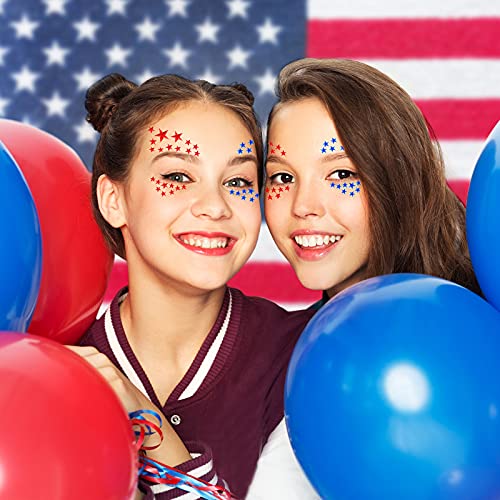 4th of July Face Gems - 6 Patriotic Rhinestone Stickers