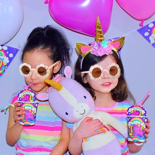 YOGFIT Round Flower Birthday Glasses for Kids