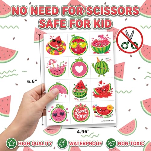 96 Watermelon Temporary Tattoos for Kids | Summer Party Favors