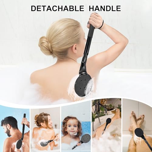 Back Scrubber for Shower,25" Long Handle Shower Brush for Body Exfoliator and Deep Clean,Back Washer for Shower for Men,Women and Elderly