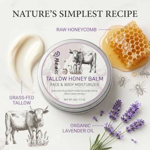 Grass-Fed Beef Tallow & Honey Balm with Lavender - 2 Pcs
