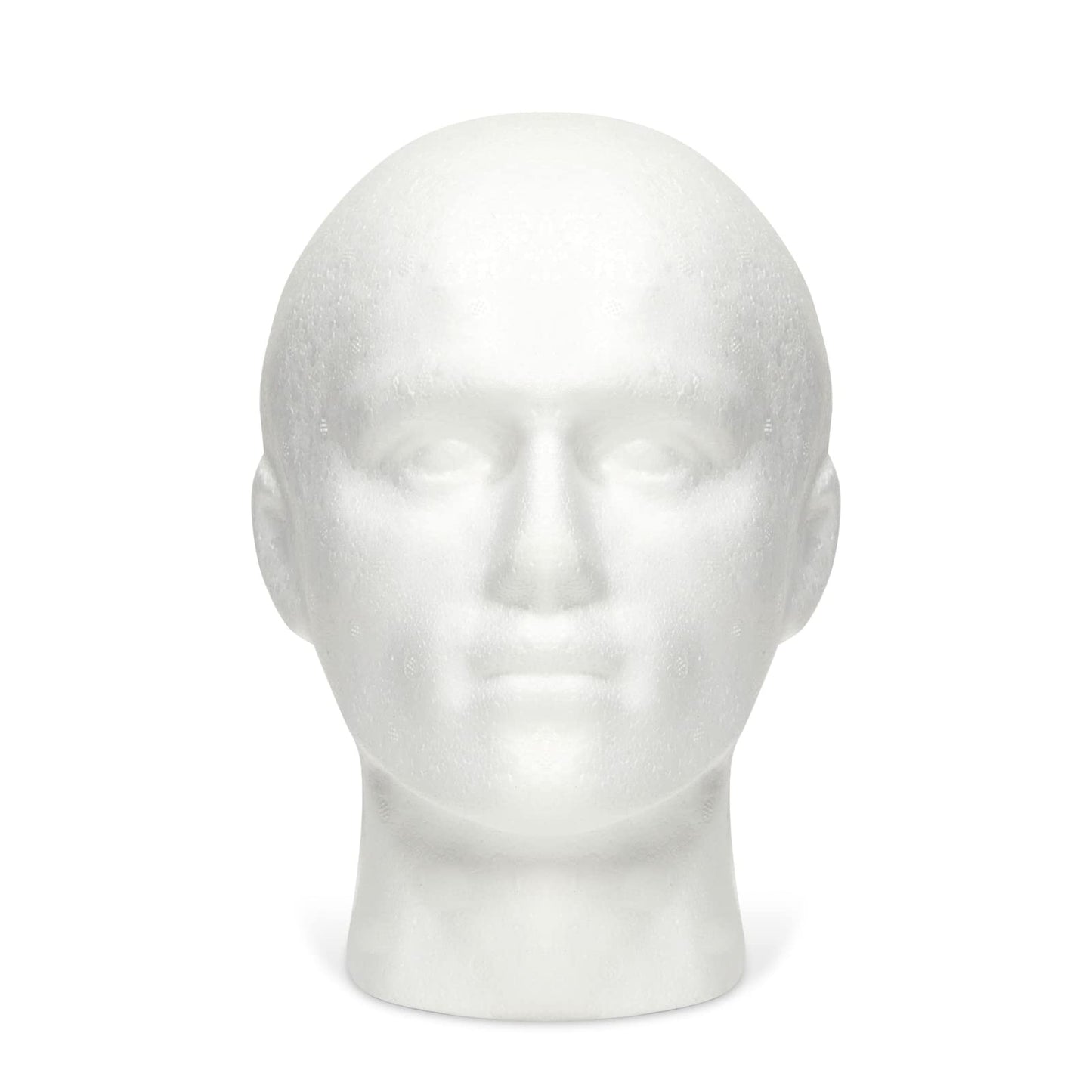 Juvale Male Foam Head Form, Mannequin Display for Masks, Hats, Wigs, Halloween Decoration (White, 9x11 in)