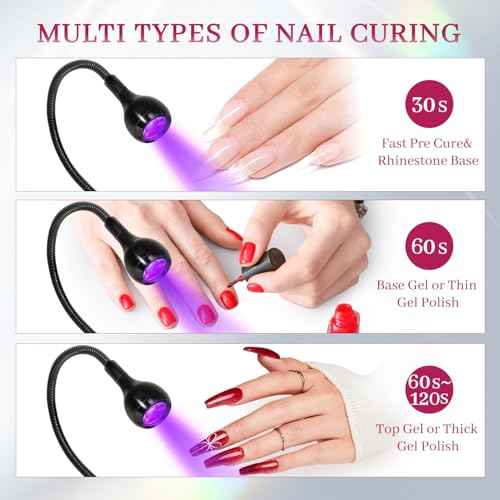 krofaue UV LED Nail Lamp - Quick Dryer Curing Light Foot Control Gooseneck UV Nail Dryers with Gooseneck and Clamp Manicure Salon DIY at Home Beauty Black
