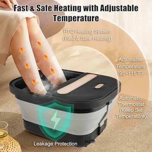FOFOJÔY Collapsible Foot Spa Bath with Heat & Massage