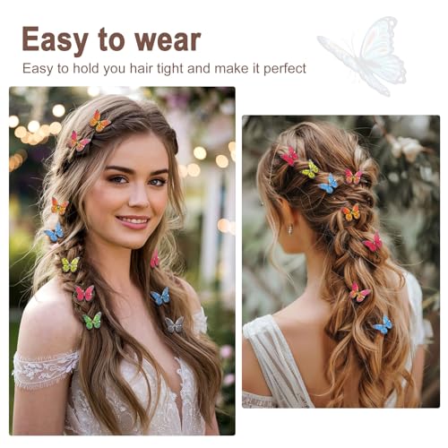 20Pcs Butterfly Hair Clips with Glitter - Fabric Wing Design