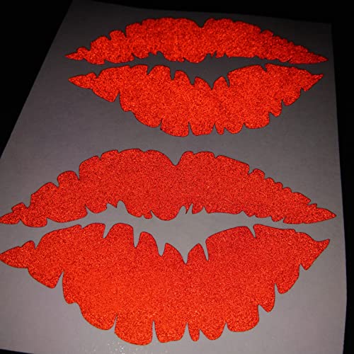 CUSHYSTORE 2X Lips Kiss Lady Sweet Girl Reflective Decal Sticker (3"x1.9", Red)
