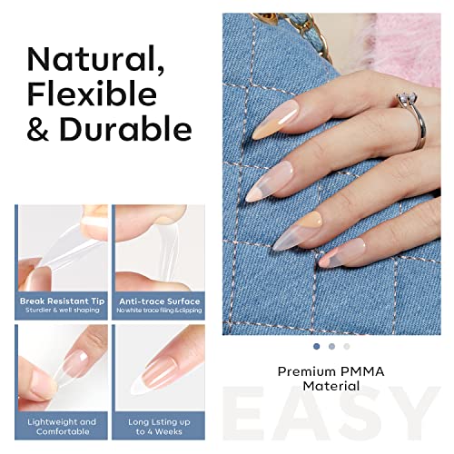 Modelones Medium Almond Clear Nail Tips 510pcs - False Acrylic Press-Ons for DIY Manicure
