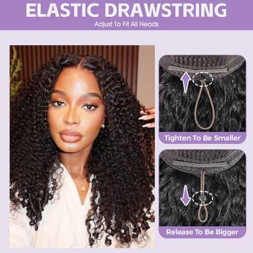 OQ HAIR Burmese Curly Glueless Wigs Human Hair Pre Plucked Pre Cut 180% Density 9x6 HD Lace Wear and Go Glueless Wig for Women Natural Color 22 Inch