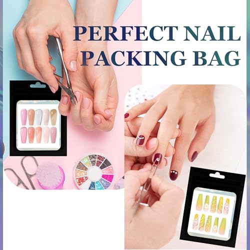 100PCS Holographic Press on Nail Packaging Bags with Cardboard