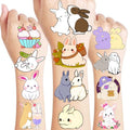 8 Sheets (96PCS) Bunny Pre-Cut Temporary Tattoos for Kids ? Cute Bunny Birthday Party Favors Supplies Decorations, Easter Egg Carrot Tattoo Stickers for Boys and Girls, Classroom Rewards and Prizes