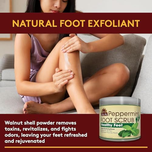 OKAY Peppermint Exfoliating Foot Scrub for Calluses & Cracked Heels, 6 oz