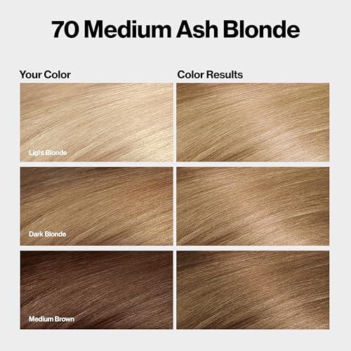 Revlon ColorSilk with Bond Repair Complex, Blonde Permanent Hair Color, 100% Gray Coverage, Ammonia Free Hair Dye, Vegan Keratin, 70 Medium Ash Blonde (Pack of 3)