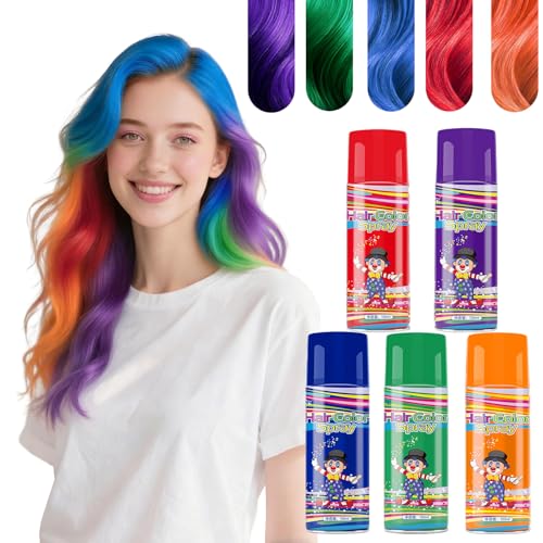 5-Color Temporary Hair Spray Set - Washable & Non-Toxic