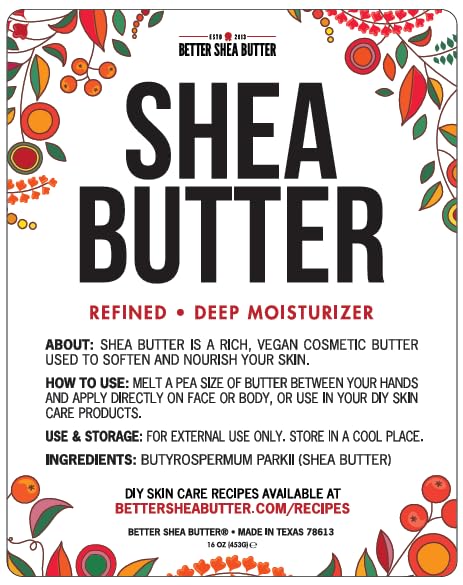 Refined Shea Butter Unscented - 100% Pure African Shea Butter for Hair & Dry Skin - Shea Butter Soap Base - Face & Body Moisturizer, for DIY Whipped Body Butter & Lip Balm 1 LB Bar