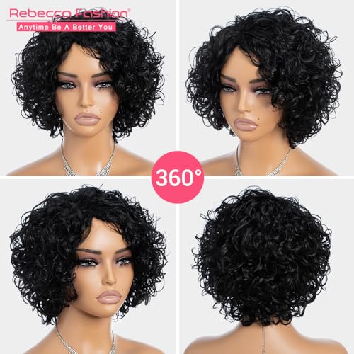 Short Curly Bob Wig for Black Women - Glueless Human Hair