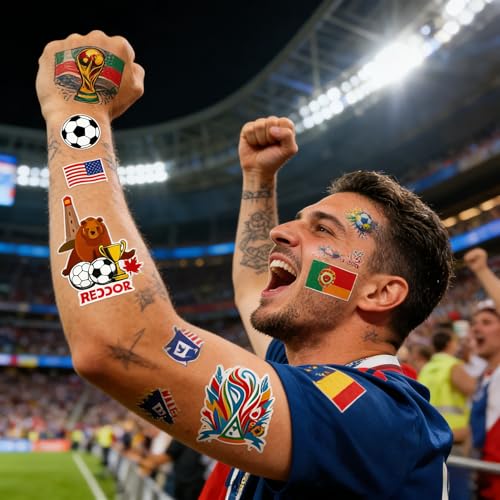 Soccer Temporary Tattoos 20 Sheets - Waterproof Sports Stickers