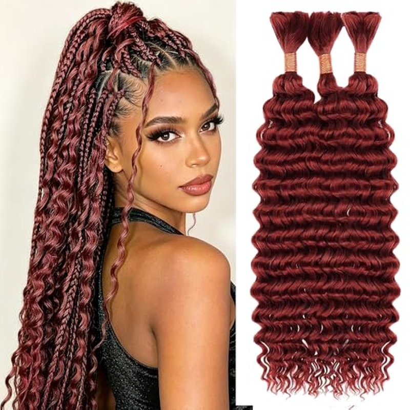 33 Boho Braiding Hair Deep Wave 26 Inch Reddish Brown