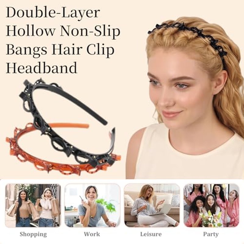 6-Piece Hair Clip Headband Set with Anti-Slip Clips