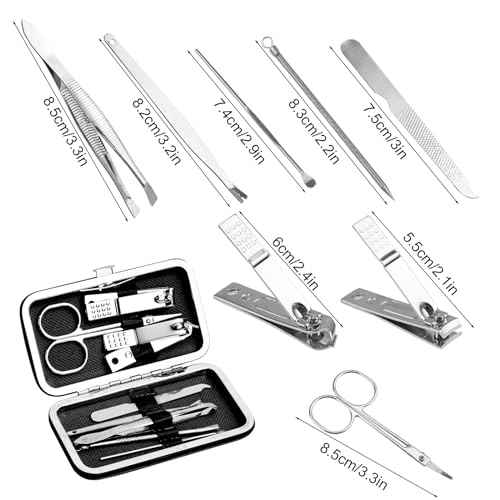 24pack Manicure Set in Bulk, Nail Clippers Kit Stainless Steel Fingernail Clippers Set, Sturdy Nail Tip Cutter Trimmers Professional Grooming Toenail Clippers Personal Pedicure Kits (8-in-1, Black)