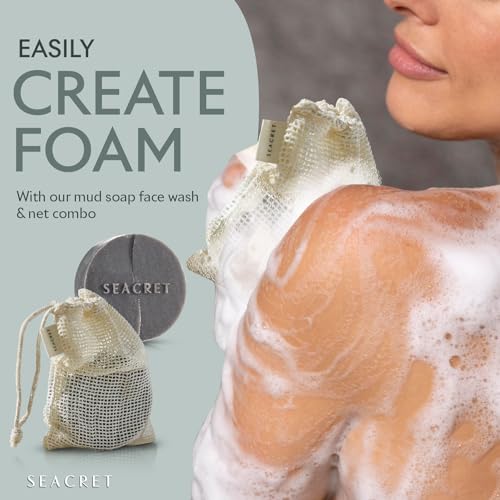 SEACRET Dead Sea Mud Soap Bar - Deep Pore Purifying & Refining Facial Cleanser with 21+ Minerals and Witch Hazel, Natural Exfoliating Spa Bar for Normal to Oily Skin, SLS-Free, Fragrance-Free, 4.4 oz