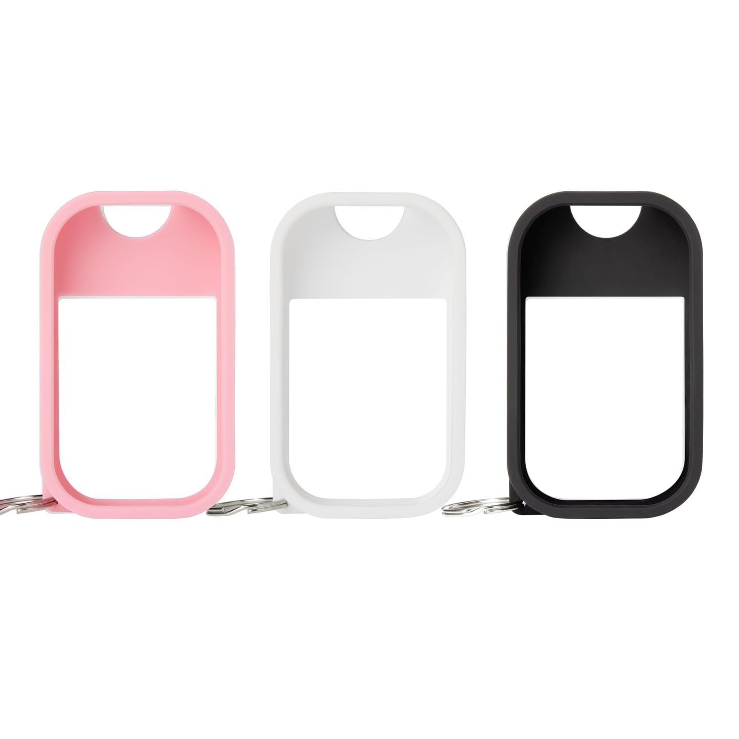Touchland Hand Sanitizer Mist Case Trio Set (White, Pink, Black), Protective and Stylish Hand Sanitizer Spray Accessories, Silicone Cases with Keyring (Set of 3)