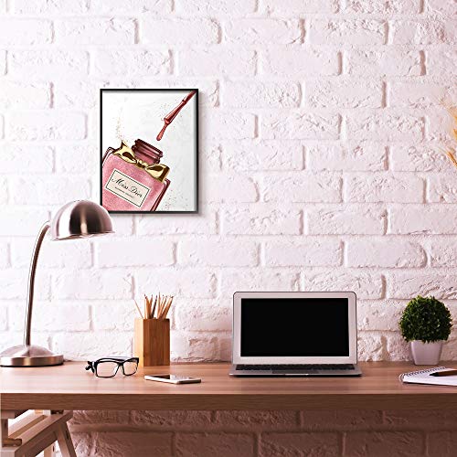 Stupell Industries Makeup Nail Polish Brush Pink Gold Drip Fashion Design Framed Wall Art, Multi-Color