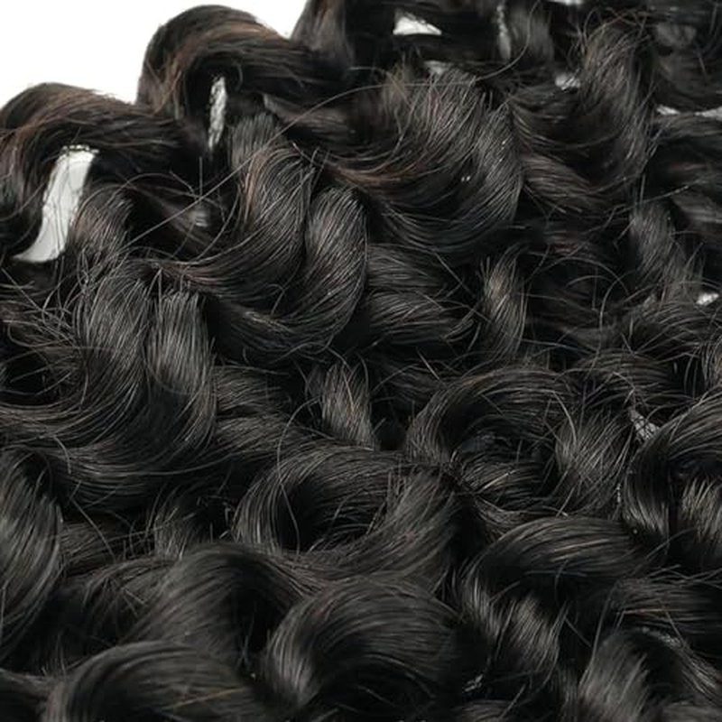 #1B Black Deep Wave Human Hair Bundles - 24 Inch, 3 Pack