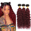 Burgundy Water Wave Human Hair Bundles 18 20 22 Inch