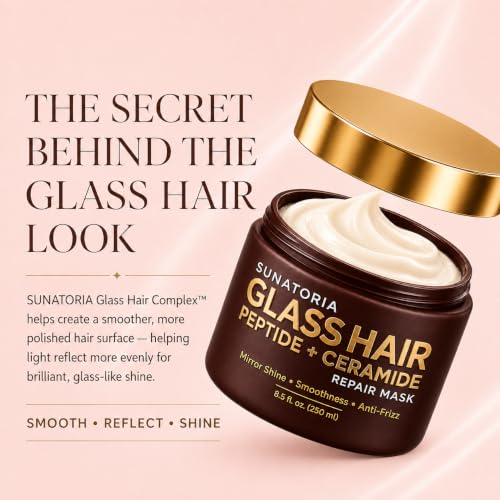 SUNATORIA Glass Hair Mask with Peptide & Ceramide – Deep Repair & Shine, 8.5 fl oz