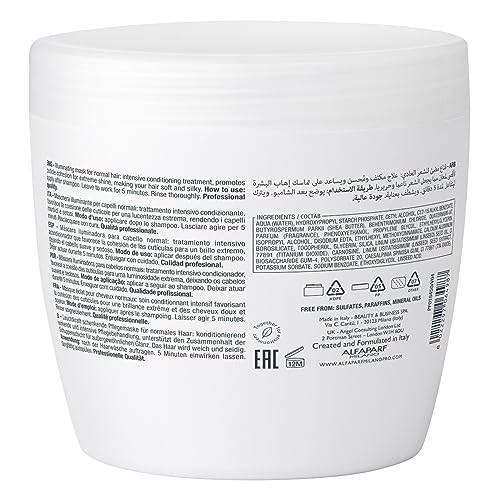 Alfaparf Milano Semi Di Lino Diamond Illuminating Hair Mask - Color Safe Deep Conditioner for Color Treated Hair - Adds Shine and Body - Sulfate, Paraben and Paraffin Free - Professional Salon Quality