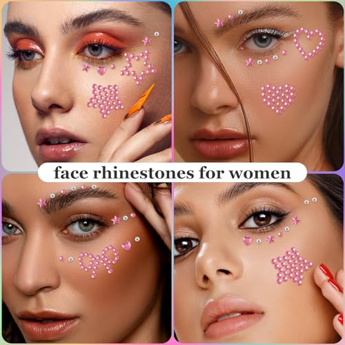 Self-Adhesive Face Gems Rhinestones Stickers - 6 Sheets