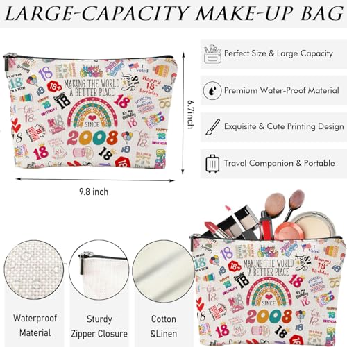 NONETH 18th Birthday Makeup Bag for Girls - 2008 Design, Travel Organizer
