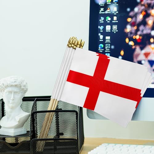 England Stick Flags 5x8 Inch, 12 Pack Hand Held