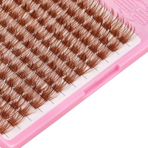 Light Brown False Eyelash Clusters 144Pcs D Curl 8-20mm