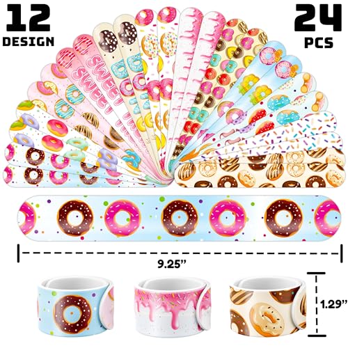 48-Piece Donut Party Favor Bundle - Temporary Tattoos & Slap Bracelets
