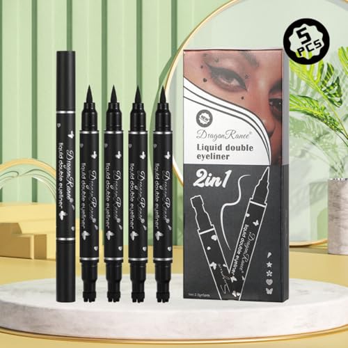5-Piece Black Liquid Eyeliner Set with Stamp Tips