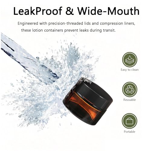 Lustervial 3pcs 4oz Amber Glass Jars with Airtight Lids - Light Block & Reusable