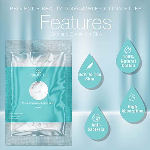 500pcs Cotton Filter (11mm) by Project E Beauty | Microdermabrasion Replacement Filters | Round Filtering Pads | Facial Vacuum Filters Accessories | Vacuum Peeling | Blackhead Removal | White