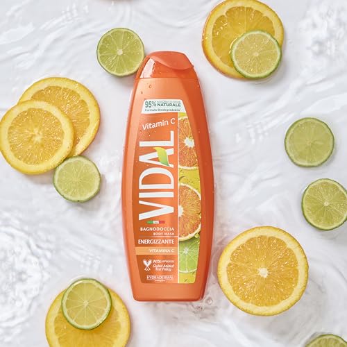 Vidal Vitamin C Shower Gel, Energizing 250 ml, 8.4 Fl Oz (Italian Import)