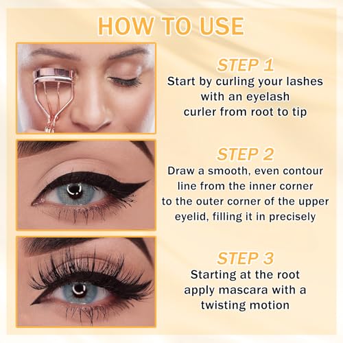 6-Piece Mascara & Eyeliner Set - Waterproof Long Lasting