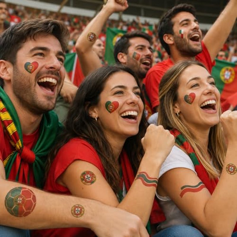 Portugal Flag Temporary Tattoos for Soccer Fans - World Cup 2026