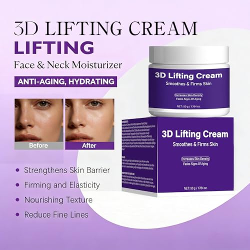 3D Lifting Night Cream, Korean Anti-Aging Moisturizer with 17-Peptide Complex, Probiotic Facial Treatment for Face, Neck Wrinkles£¬1.7 fl oz