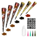 Yomagine Temporary Tattoo Kit - 6 Pcs Semi-Permanent Paste Cones with 20 Adhesive Stencils