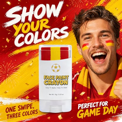 Spain Flag Face Paint Stick - Red Yellow Red for World Cup & Fan Parties (Variation: Spain)