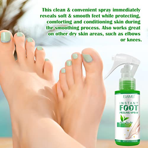 Foot Peeling Spray Oil ，Foot Exfoliating Spray, Pedicure Dead Skin Exfoliator for Cracked Rough Heels, Dry Toe Skin & Calluses, Quicky Remove Dead Skin (Green Tea)